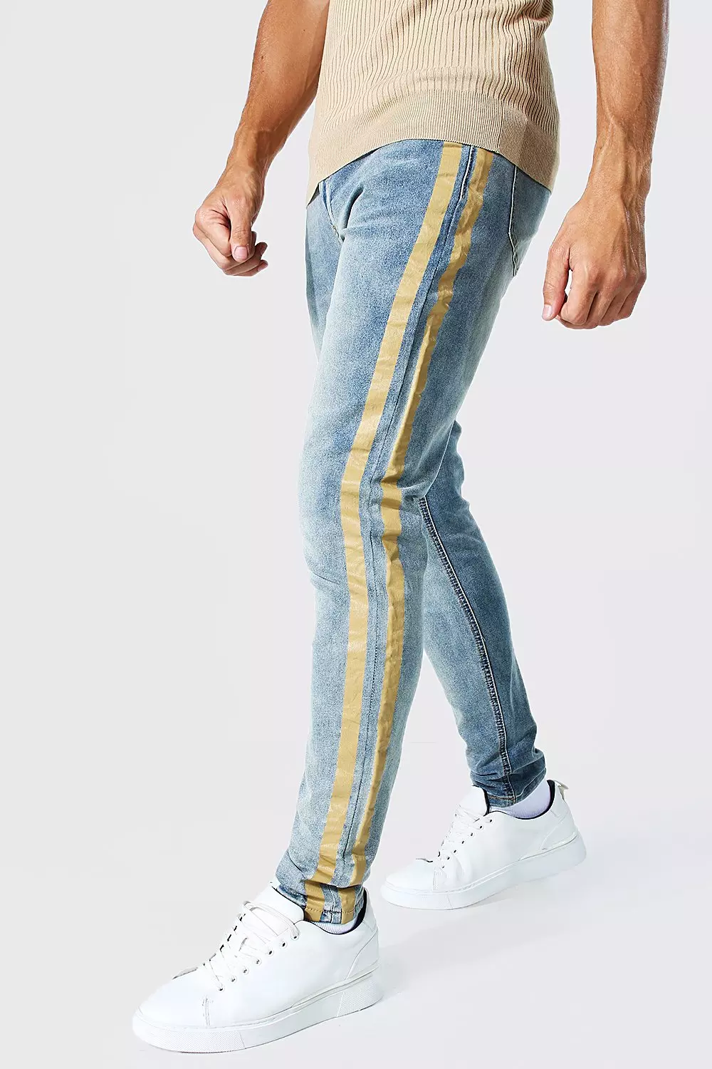 Denim with stripe deals down the side